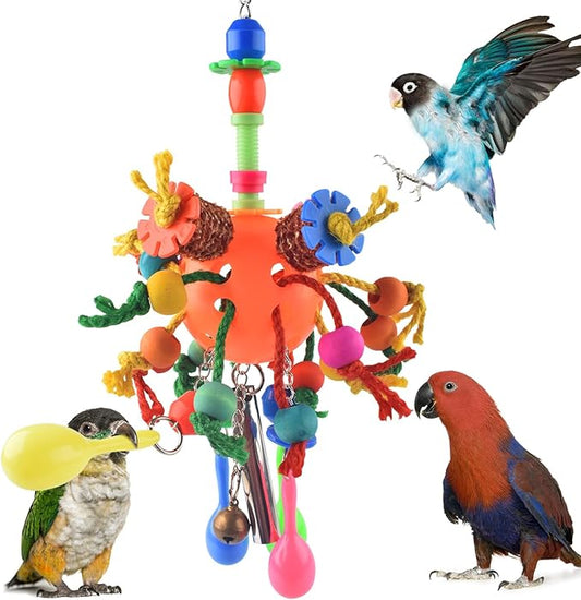 KATUMO Bird Toys, Parrot Toys Parakeet Foraging Shredder Hanging Toys Bird Ball Treats for Conure Mini Macaw Cockatiel Lovebird Small-Medium Birds