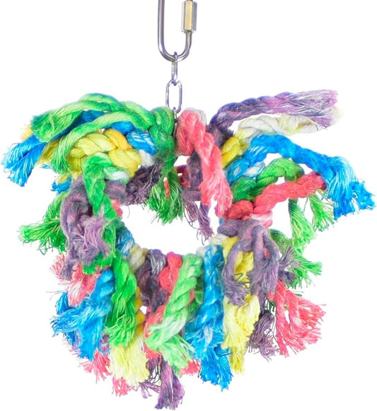 Featherland Paradise Cotton Snuggle Ring Bird Toy, Bird Perch, Large Bird Toys, for Parrots, Cockatoos, Macaws, Large Birds