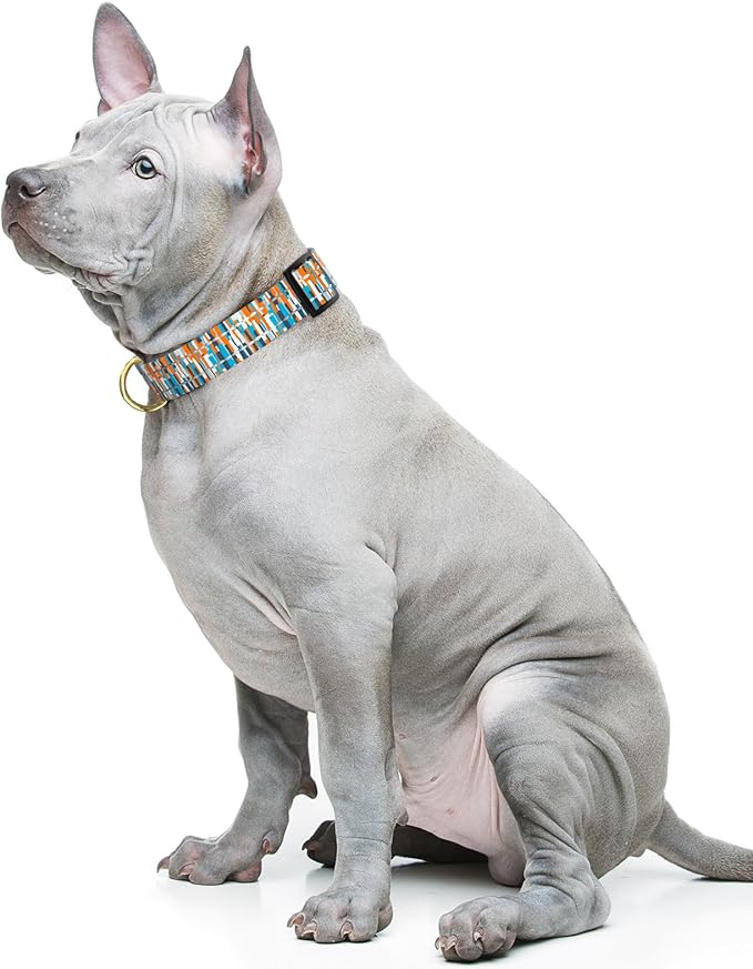 Reflective Dog Collar for Medium Dogs, Cute Boho Adjustable Heavy-Duty Nylon Puppy Collar for Boy and Girl Female, Soft Pet Accessories with Quick Release Buckle, Colorful Spliced