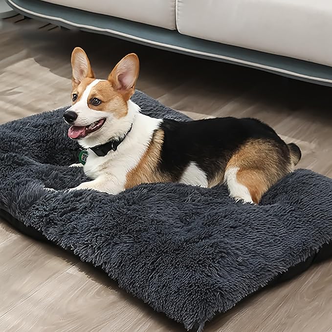Dog Crate Mat, Dog Bed for Large Dogs, Comfy Fluffy Kennel Pad Anti-Slip for Dog beds & Furniture, Quilted Dog Bed for Pets for Medium/Small Dogs Cats (Color : Red, Size : 30x21)