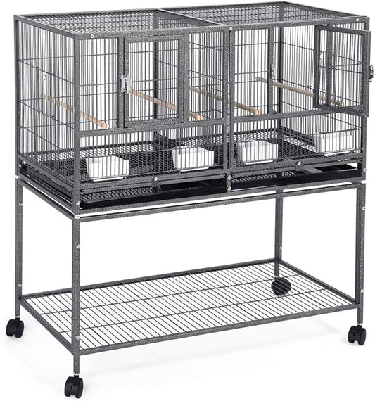 Topeakmart 4 Pack Divided Breeder Parakeet Canary Lovebird Finch Budgie Bird Cages W/Rolling Stand