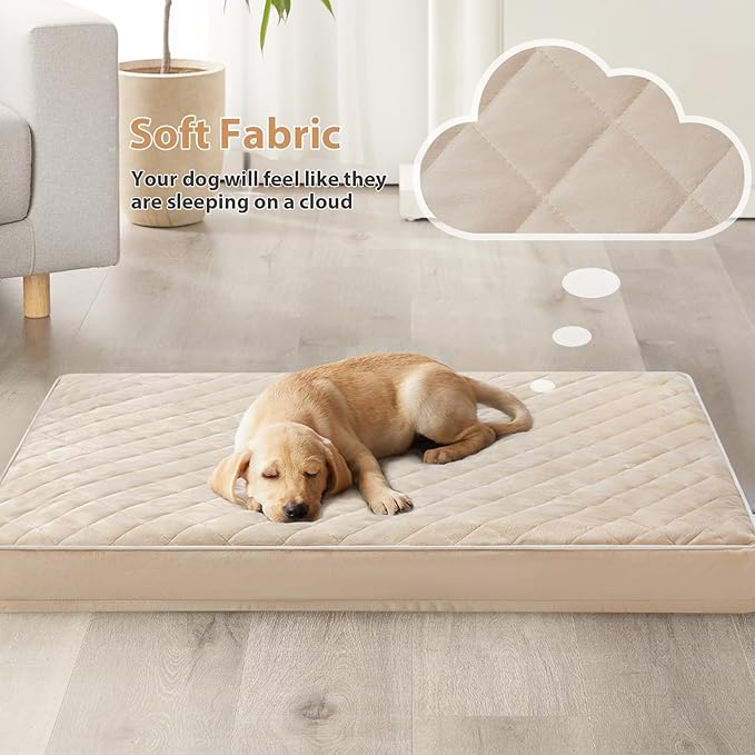 WNPETHOME Orthopedic XL Dog Beds Large Sized Dog, Waterproof Extra Large Dogs Bed with Removable Washable Cover, Multi-Needle Quilting Dogs Crate Bed