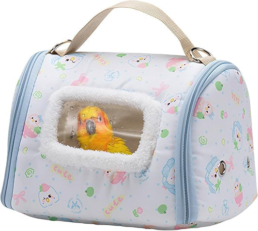 Portable Bird Travel Carrier, Parrot Transport Box, 16x12 Inch Travel Carrier with Clear Window, Lightweight Parrot with Ventilation Mesh, Foldable Bird Box with Secure Latch, for Parakeet Hiking