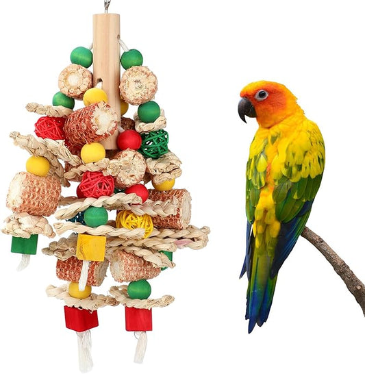 Rypet Wood Bird Chewing Toys for Cage Wall, Wooden Bird Cage Toy for Helping to Trim Beak, Birds Toys Parrot Toy for African Grey Parrots Cockatoos Amazon Parrot and Other Small to Medium Parrots