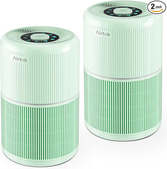 2 Pack Air Purifier for Home Bedroom with H13 True HEPA Filter for Smoke, Smokers, Dust, Odors, Pollen, Pet Dander | Quiet 99.9% Removal to 0.1 Microns | Green Available for California