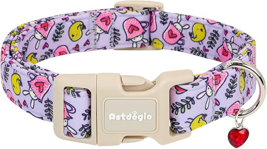 Easter Dog Collar for Small Dogs, Easter & Spring Theme Small Dog Collar with Cute Chick & Bunny Pattern, Adjustable Purple Easter Dog Collars Girl Boy Collar for Dogs -S