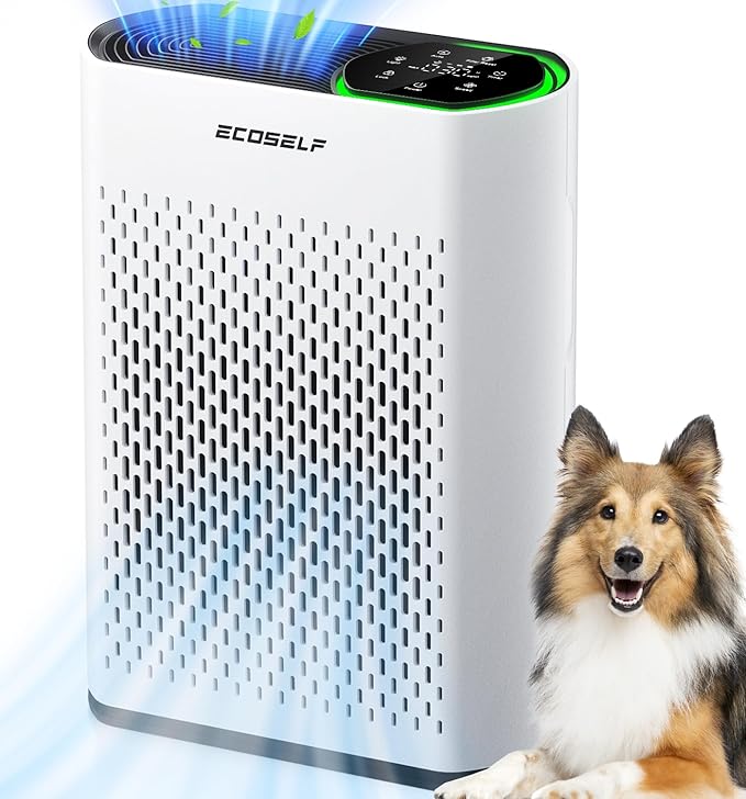 Powerful Air Purifiers for Home Large Room Up to 2400 Ft² with Air Quality Monitor 20dB Sleep Mode, Air Purifier for Bedroom Office Living Room HAP602 White