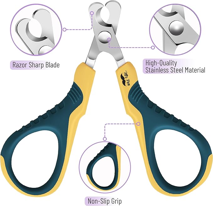 Mr. Pen Cat Nail Trimmer - Yellow & Gray Cat Claw Clippers for Pets & Kittens