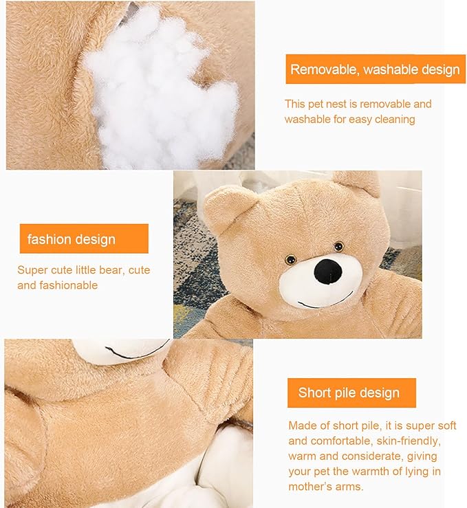 Dog Sofas & Chairs, pet Shape Sofa, Slip Resistant Dog cat Furniture, Adorable Bear Shaped Pet Sofa Bed, Washable Dog cat Couch, Plush Soft Couch for Dogs and Cats L(bottomDiameter55cm) Grey
