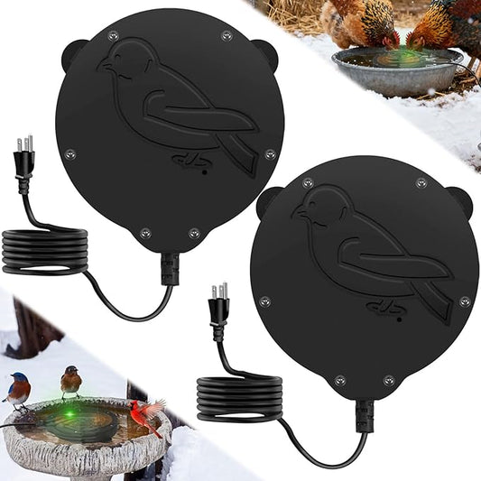 2 Pack Outdoors 100W Bird Bath Heater for Winter,Birdbath Deicer Pond De-icer Thermostatically Controlled Birdbaths Water Heater with 5.9 Ft Power Cord and Working Indicator Light