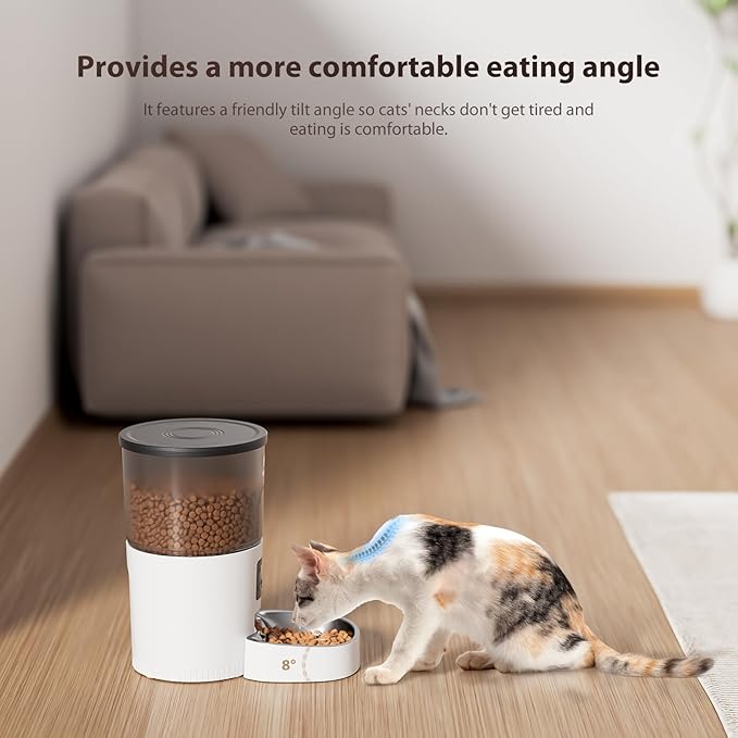 Automatic Cat Feeder, 3L Timed Pet Dry Food Dispenser with Clog-Free Design, Auto Feeder for Cats, 1-6 Meals Per Day,with Stainless Steel
