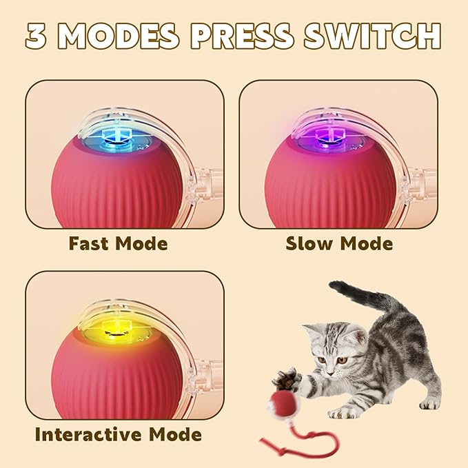 Chewie Viral Rolling Pet Ball, Interactive Cat & Dog Toy, 360 Smart Automatic Rolling Ball (Grey)