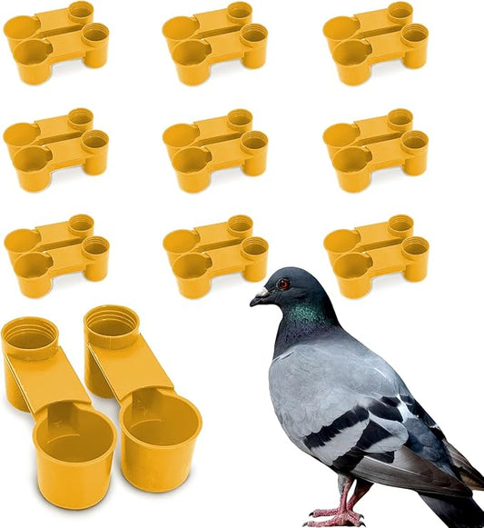 kathson 20 Pcs Bird Drinker Feeder Plastic Soda Pop Water Bottle Cup Ideal for Chicken Pigeons Birds Feeder Trough Animal Feeding Accessories(Yellow)