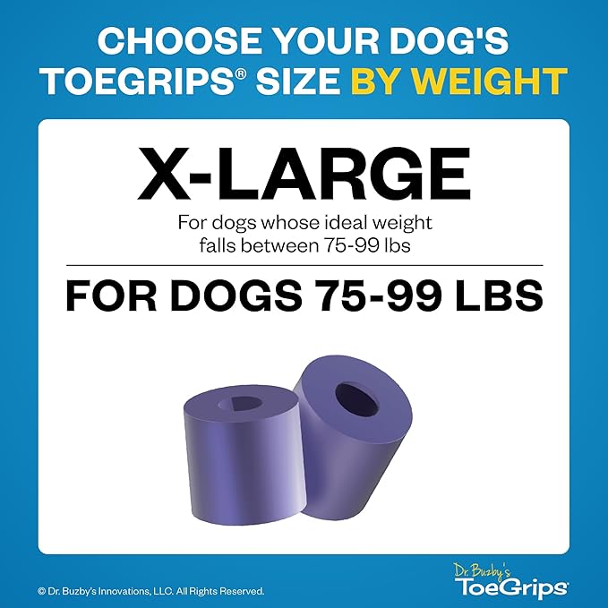 Dr Buzby's XLarge ToeGrips for Dogs - Instant Traction on Wood/Hardwood Floors - Anti Slip Relief - Grippers for Senior Dogs - Stop Sliding Instantly - Rubber Nails for Paws - 1 Pack (20 Grips)