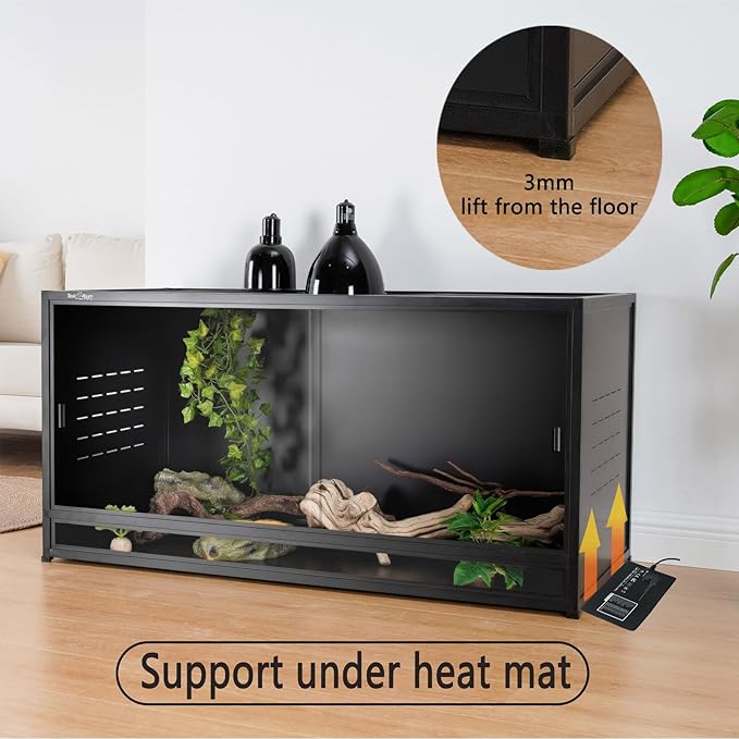 Reptile Enclosure 4 Packs, 48"x24"x24" Stackable Space Efficient Reptile Tank for Bearded Dragon and Ball Python, Expandable Snake Terrarium with Front Opening Tempered Glass Door