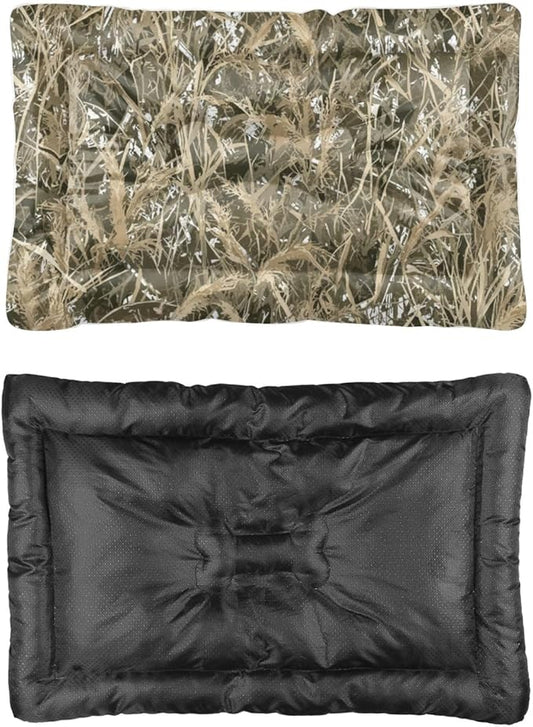 Dry Grass Camouflage Dog Bed for Cage Pet Mat Bed Dog Crate Pads Beds for Crates Washable Non-Slip Crate Washable Machine Mattress Pillows Large Dogs Indoor Outdoor 36X24 Inch
