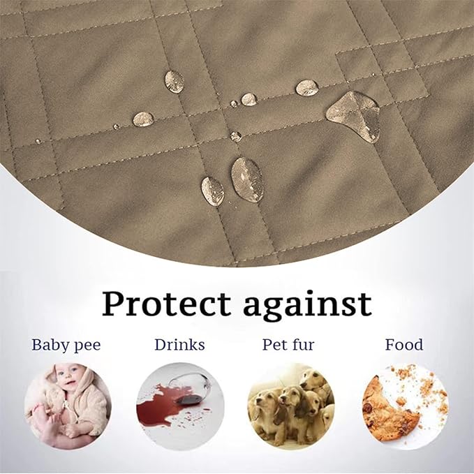 Dog Bed Cover Waterproof Microfiber Quilted Mattress Cover Pet Mat Silicon Non Slip 9 Size Furniture Protectors for Bed Sofa Couch (76 x 127 cm/30 x 50 in,Taupe)