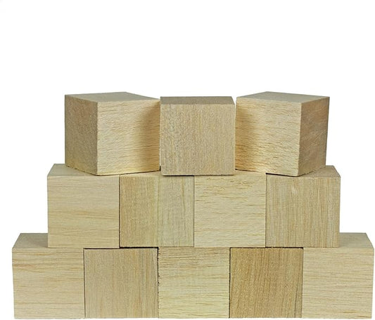 Super Bird Creations SB50016 Balsa Wood Blocks - Bird Toys for Parrots - Unfinished Bird Chew Blocks Wooden Balsa Cubes Material for Crafting and Whitlling Carving - Small Bird Size, 2x2x2, 12 Pieces