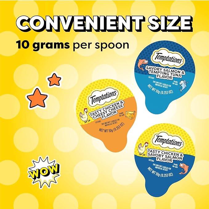 Temptations Lickable Spoons Adult Wet Cat Treats, 72 Spoons, Variety Pack