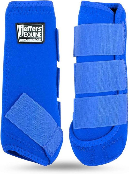 Jeffers Equine Protective Horse Boots 1 Pair Blue - Safe Neoprene Leg Guards & Comfortable Fit, Durable Strap Closures, Front & Hind Support, Equestrian Accessories for Travel & Riding - Medium