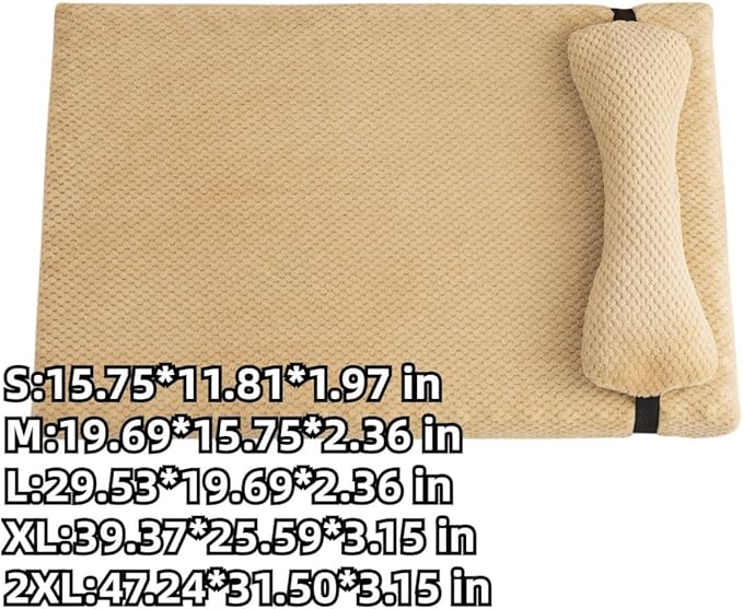 Dog Bed for Small Medium Large Dogs, Dog Mattress with Removable Pillow for Crate Kennel, Sofa Dog Bed, Super Soft Pet Bed for Dogs and Cats, Pet Beds & Furniture (Khaki,Large)