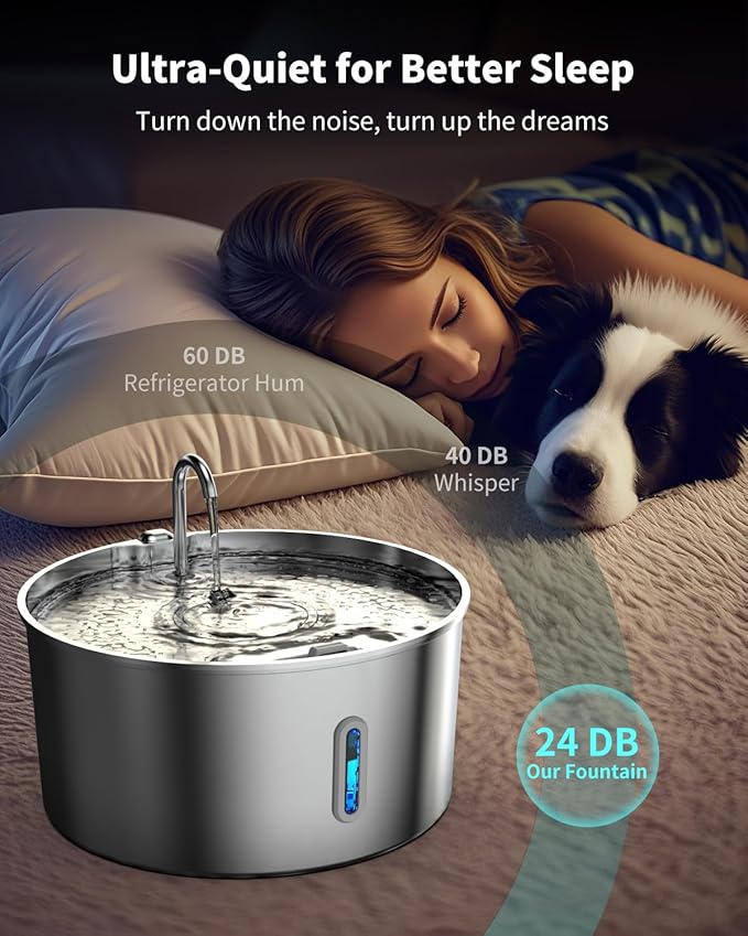 Dog Water Fountain Stainless Steel, 7L/236oz Dog Water Bowl Dispenser for Large Dogs, Automatic Cat Water Fountain