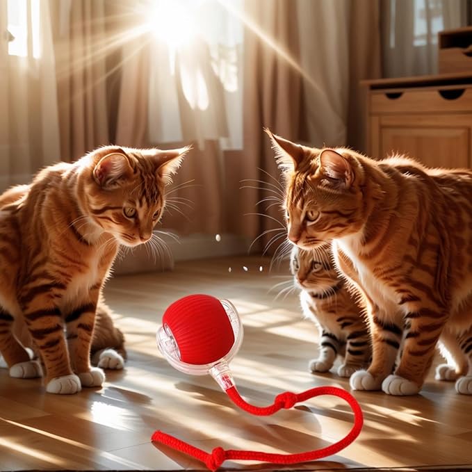 Electric Cat Toy - Automatic Rolling cat Toy with Motion sensors, Designed for Indoor Cats, Suitable for Solo Play (USB Rechargeable) (Greener)