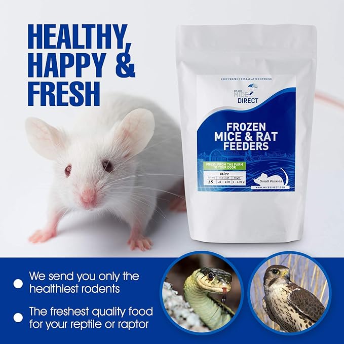 MiceDirect 20 Weanling Rats: Pack of Frozen Weanling Feeder Rats - Food for Corn Snakes, Ball Pythons, Lizards and Other Pet Reptiles - Freshest Snake Feed Supplies