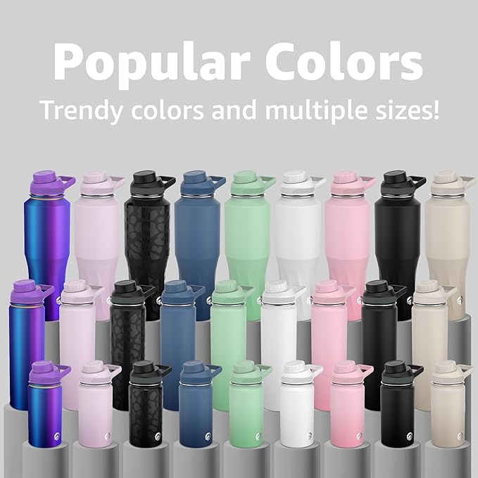 Chill Oasis Water Bottle | Compatible With Popular Flavor Cartridges | BPA Free, Leak Proof, Double-Walled Vacuum Insulated Stainless Steel, and Dishwasher Safe | Cold for 24 Hours (Black, 32oz)