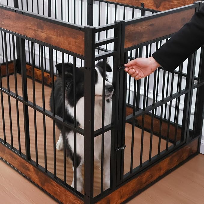 Dog Playpen, 31.5" Height Dog Pen Indoor, Heavy Duty, Safe and Sturdy, Furniture Style Puppy Pen (12 Panels (31.5" High), Rustic Brown)