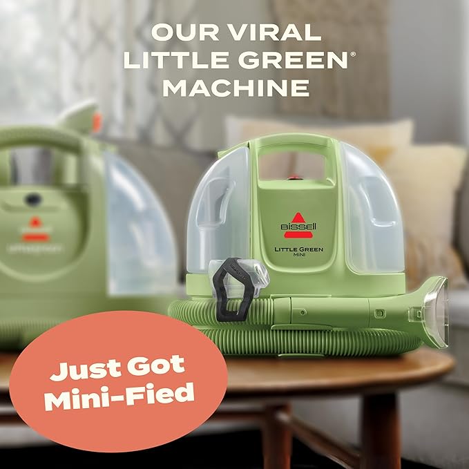 BISSELL Little Green Mini Portable Carpet and Upholstery Deep Cleaner, Car/Auto Detailer, with HydroRinse Self-Cleaning Tool and 4" Tough Stain Tool, Tea Green, 4075