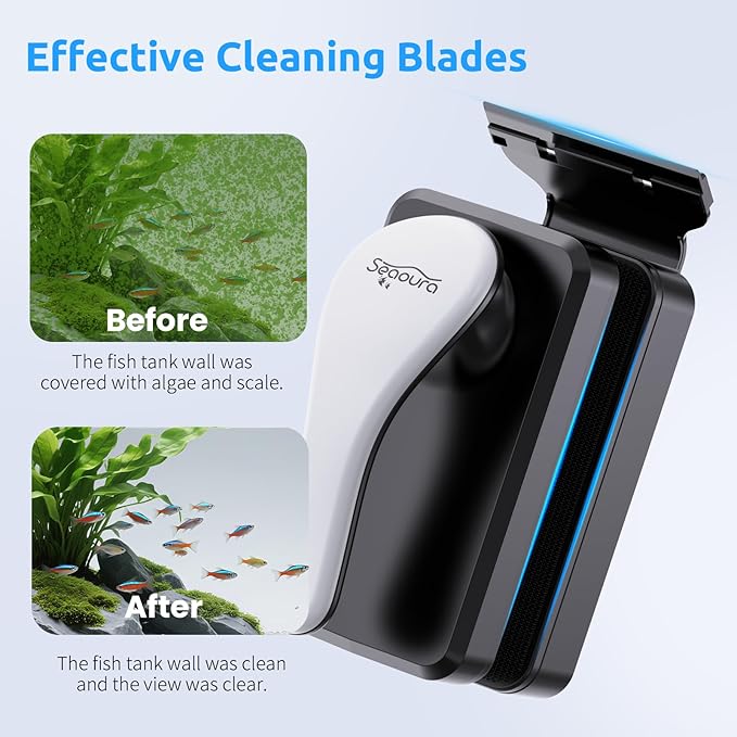 Magnetic Aquarium Glass Cleaner，Algae Scraper for Aquarium Fish Tank， Fish Tank Algae Clean Brush Dual-Sided Side Floating Aquarium Magnetic Brush (M)