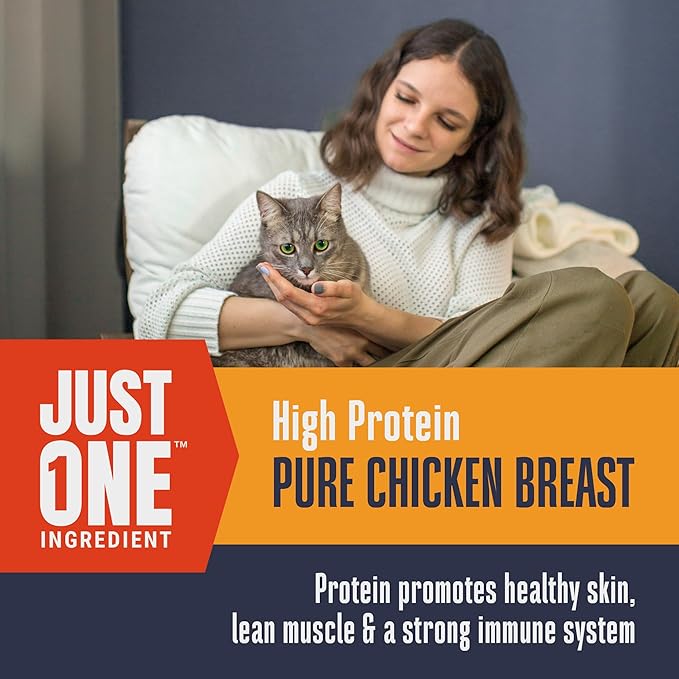 Whole Life Cat Just One Chicken Freeze Dried Cat Treats - Human Grade High Protein Food, Healthy Training Snacks, Freeze Dried Chicken Food Toppers, USA Made Natural Treats - 1 oz (Pack of 1)
