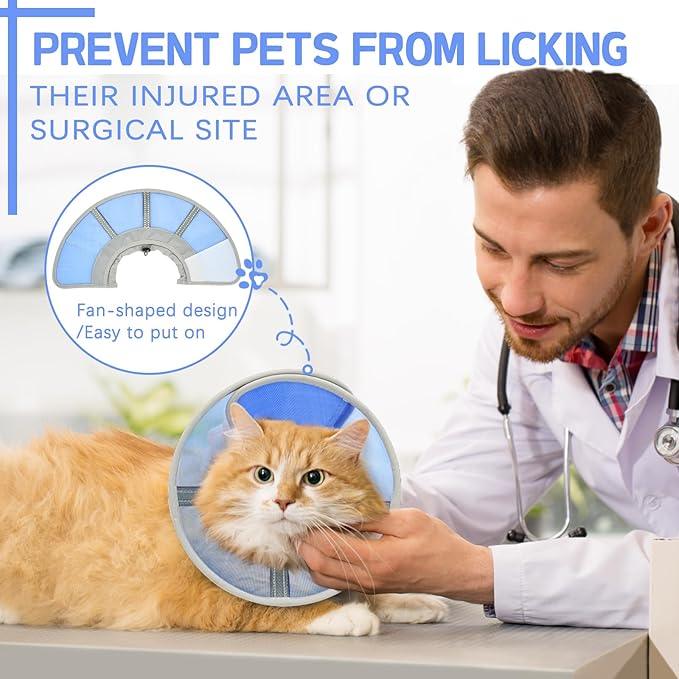 Cat Cone Collar Soft, Cat Recovery Collar for Large Medium Small Kittens, Kitty Cone Alternative After Surgery