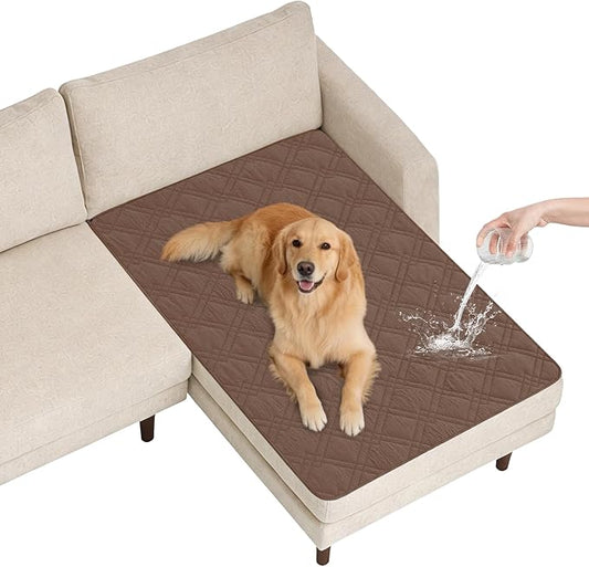 100% Waterproof Dog Couch Protector, Triple-Layer Waterproof Dog Bed Cover Pet Blanket Reversible 2-Tone Sofa Shield, Non-Slip Furniture Guard for Pets(42×50 Inch, Brown+Taupe)