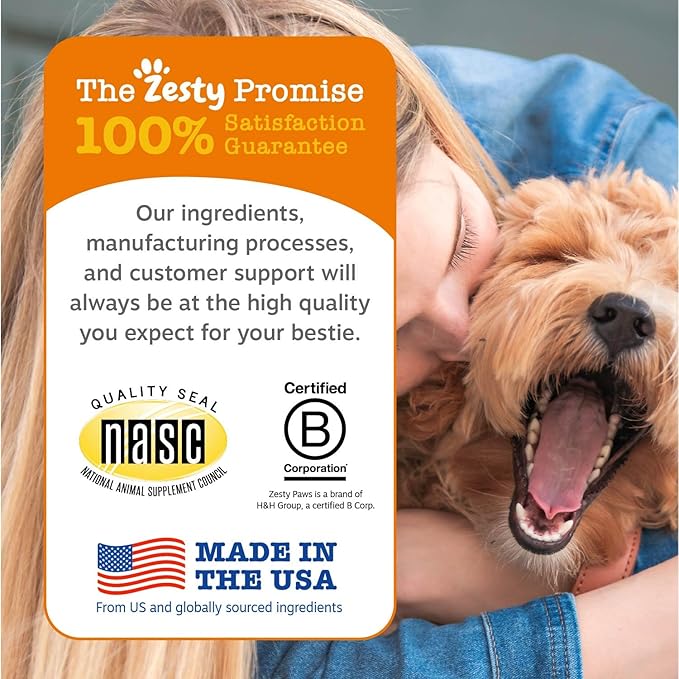 Zesty Paws Dog Multivitamin, Chewable Dog Vitamins and Supplements for Hip & Joints, Skin & Coat, Omega 3 Fish Oil for Dogs- Senior & Puppy Multivitamin - Chicken- 250ct