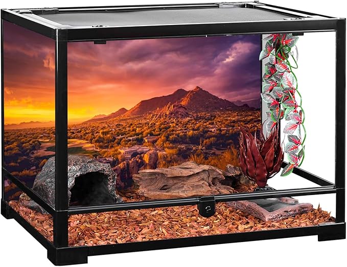 AWERT 36x18 inches Sun and Desert Terrarium Background Mountain Oasis Gobi Reptile Habitat Background Polyester Fish Tank Background