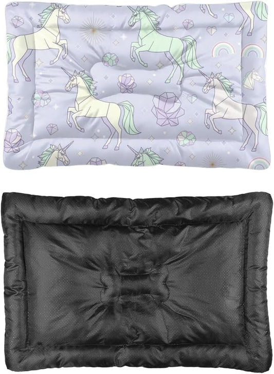 Dreamy Horse Pale Purple Removable Dog Bed Dog Crate Mat Washable Pet Pad Washable Beds for Crates Non-Slip Medium Crate Bed Kennel Beds for Crates Pet Mats Pillow Indoor Outdoor 36X24 Inch