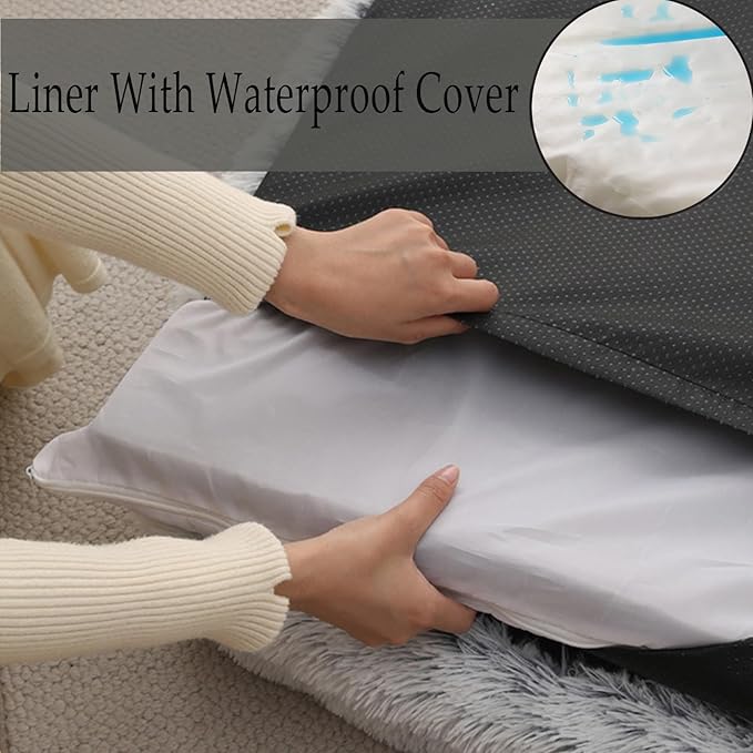 Dog Beds Medium Large Size Dog, Calming Dog Bed with Removable Washable Cover, Waterproof Lining and Nonskid Bottom(Coffee,S)