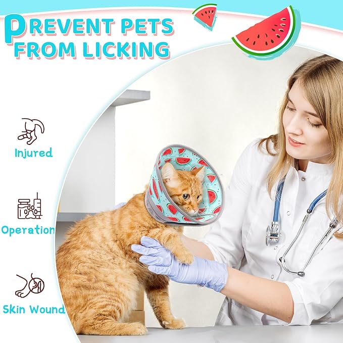 Cat Cone Collar Soft to Stop Licking, Adjustable, Foldable Lightweight Kitten Cones After Surgery Recovery for Cats & Kittens, Cat Cone Alternative (Blue, M)