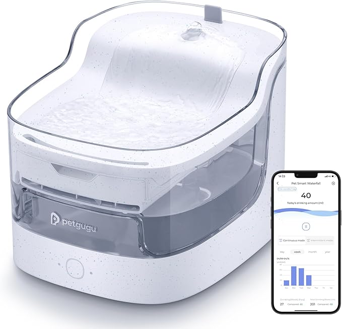 Cat Water Fountain Smart App Control 8 Layers Filtration BPA-Free & Ultra-Quiet Dogs Automatic Water Dispenser Water Fountains for Cats Indoor Wireless Pump Pet Health Manager 2.4G WiFi(PF1)