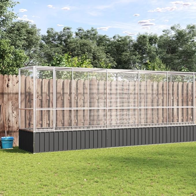 Outdoor Aviary Bird Cage, Galvanized Steel Outside Ample Activity Space Birdcage, 410.4"x42.1"x83.5", -266