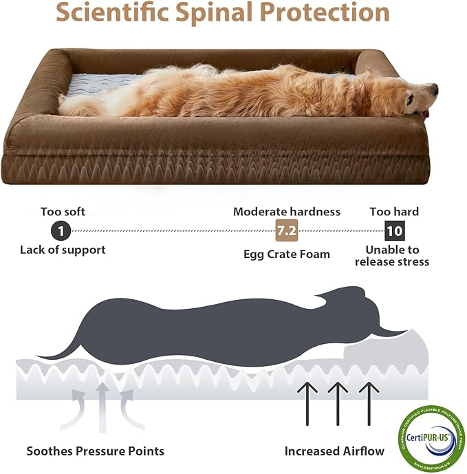 WNPETHOME XL Extra Large Dog Bed, Washable Dog Couch with Removable Waterproof Cover, Orthopedic Large Pet Sofa Bed with Bolster Sides for Sleeping