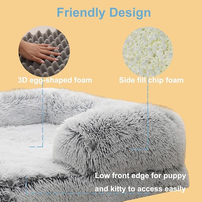 Dog Beds Large Sized dog Orthopedic, Sofa Dog Bed with Waterproof Lining and Nonskid Bottom, Rectangle Washable Dog Bed for Medium Small Dogs and Cats Comfortable ( Color : Gray , Size : 31 x 21" )