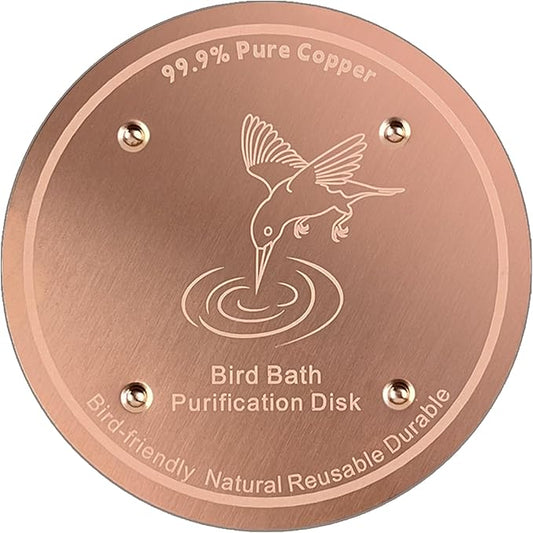 1 Pcs Copper Disc for Bird Bath | 99.99% Pure Copper Plate & Birdbath Disk | 0.6mm Thick Reinforced Design | Maintains Clean Water Naturally | Fits All Birdbath Bowls Year-Round (Bird Style 3)