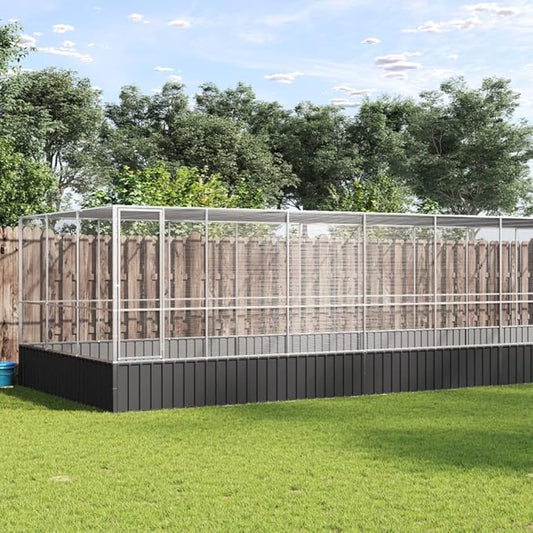 Steel Aviary with Extension, Large Flight King Bird Cage for Cockatiels African Grey Quaker Amazon Sun Parakeets Green Cheek Conures Pigeons Parrot Bird Cage, 448.4"x120.9"x83.5",-118