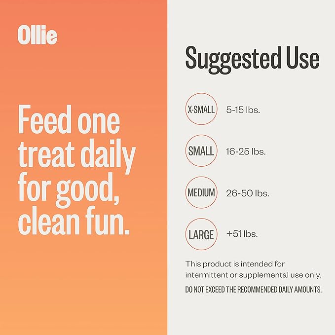 Ollie Dental Chews for Large Dogs, 4 Pack, Fresh Breath, Teeth Cleaning Treats, Sticks for Dog Oral Care, with Parsley and Cinnimon, for Pups 51 lbs and Above