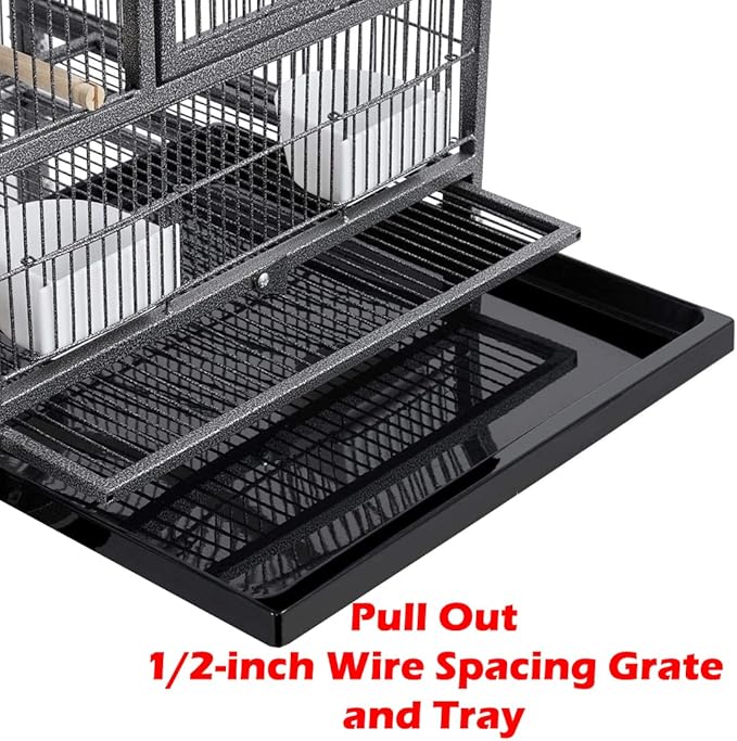 Double Stackable Center Divided Side Nesting Box Doors Breeder Breeding Bird Flight Double Rolling Cage for Aviaries Canaries Cockatiels Lovebirds Finches Budgies Small Parrots