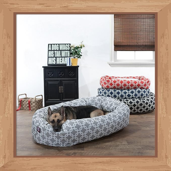 Majestic Pet 24 Inch Links Sherpa Calming Dog Bed Washable – Cozy Soft Round Dog Bed with Spine for Head Support - Fluffy Donut Dog Bed 24x19x7 (inch) – Round Pet Bed Small - YELLOW