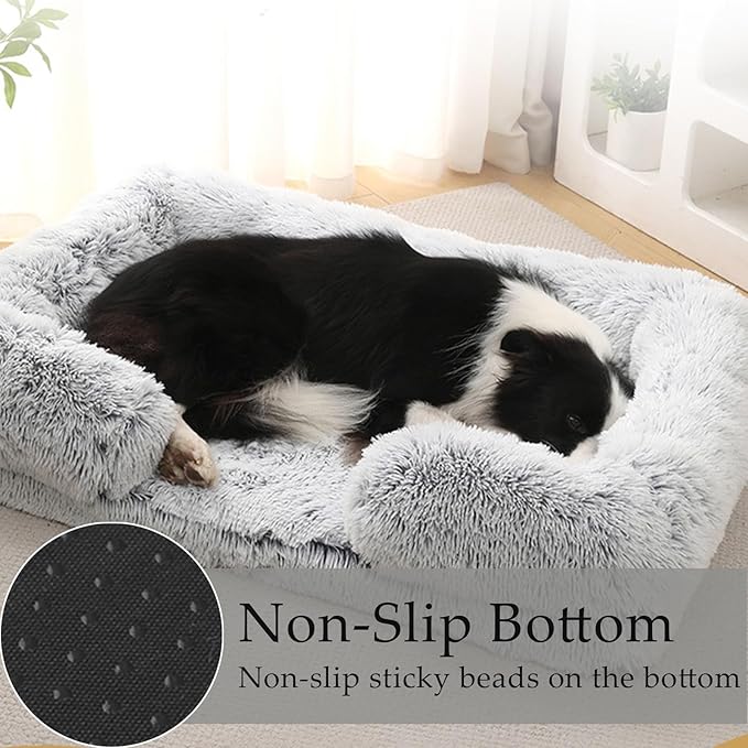 Dog Beds Medium Large Size Dog, Calming Dog Bed with Removable Washable Cover, Waterproof Lining and Nonskid Bottom(Tie-Dye Rainbow,L)